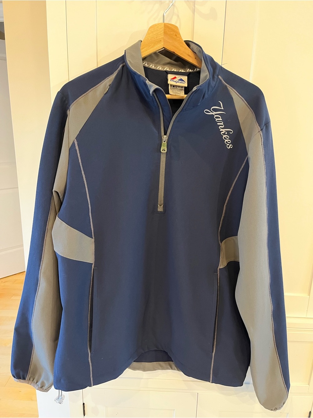Majestic Navy and Gray Yankees Quarter-Zip Pullover